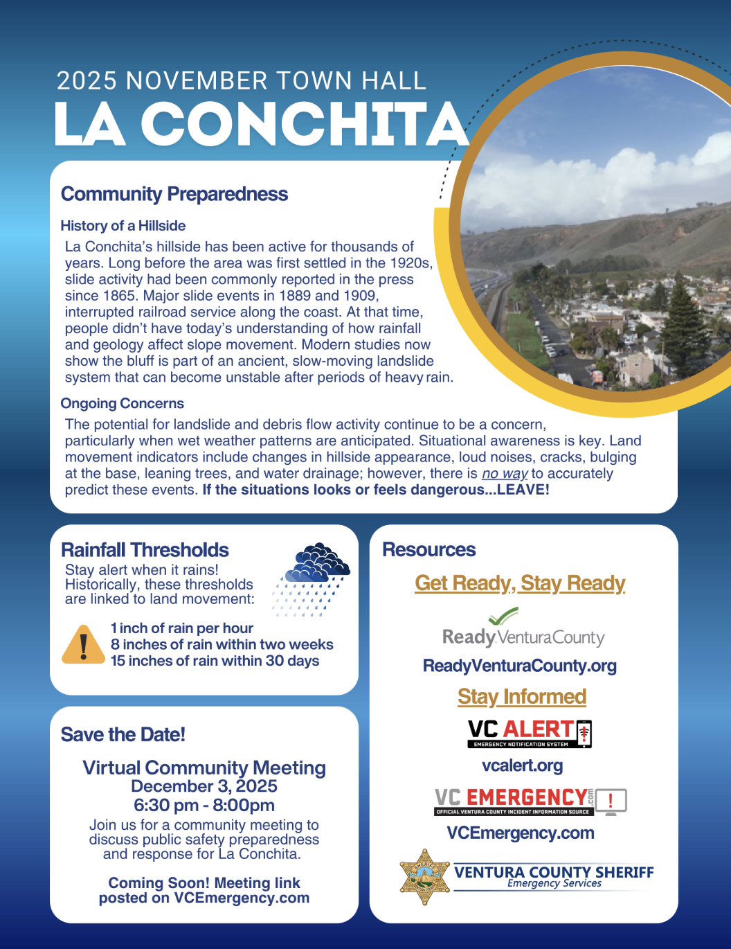 Correspondence with Ventura County regarding issues related to the hillside